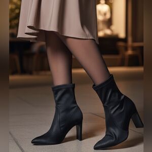 RENVY Made in Spain Black Stretch Sock Boots - Size 38